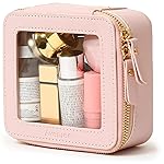 Aveniee Mini Clear Makeup Bag, Small Cosmetic Bags Travel Toiletry Pouch Organizer, TSA Approved Make up Case with Zipper, Car Bag for Essentials,Pink