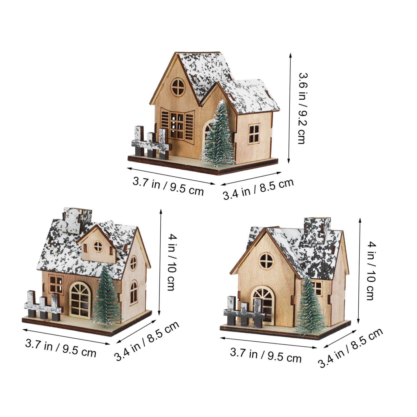 Levemolo 3pezzi Casetta Natalizia in Legno Luci LED Miniatura Casa di Legno Decorazioni Natalizie per Tavolo Centrotavola