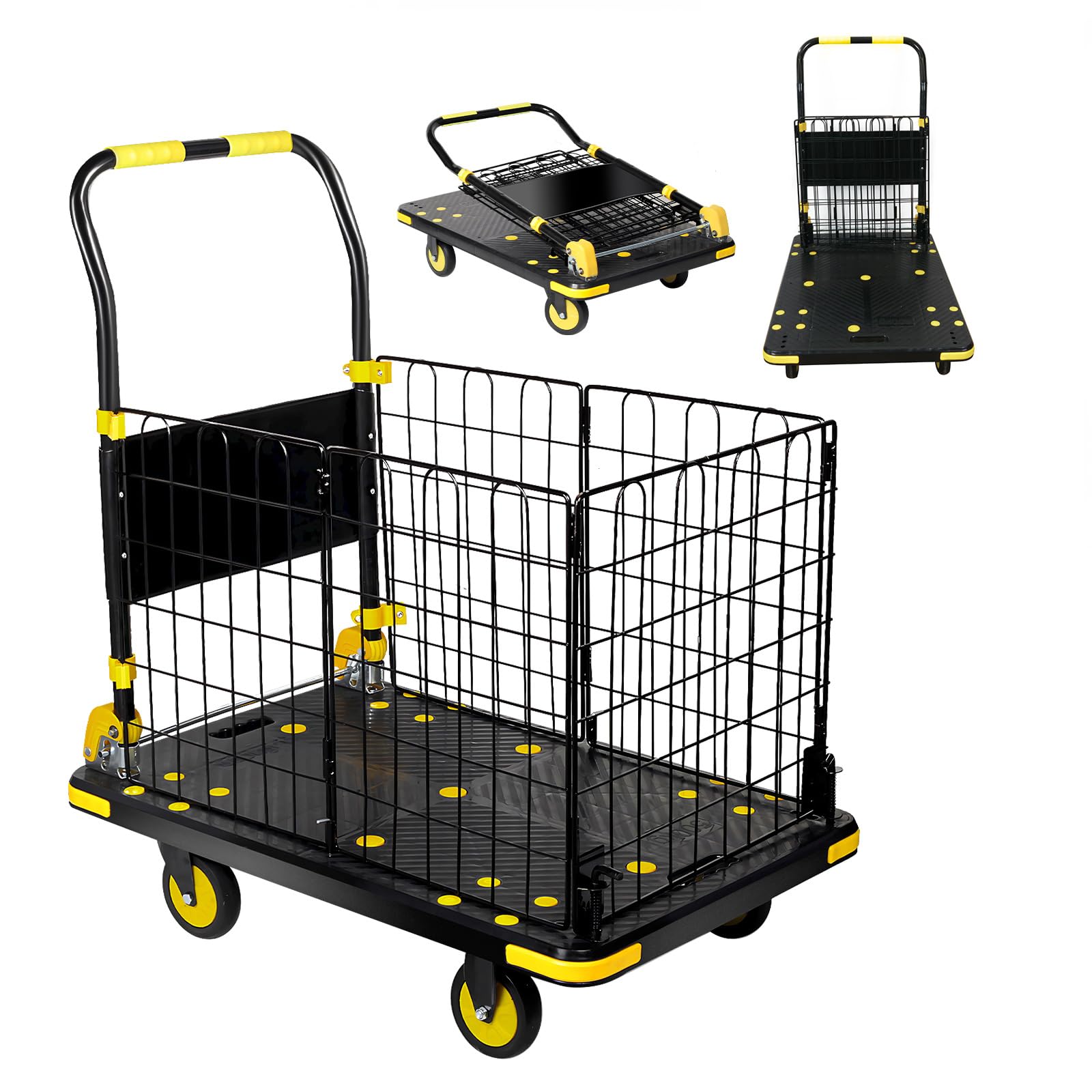 Amazon.co.jp: Lomive カゴ台車 折り畳み式メッシュ台車 耐荷重500kg