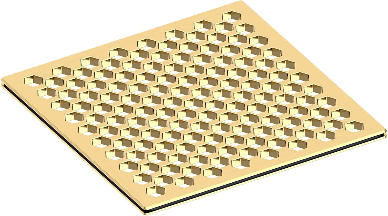 6IN Square Shower Drain in Polished Brass UNCOATED Living