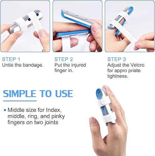 Miniatura 4 de Férula para el dedo, 2pcs soporte de dedo para artritis nudillos inmovilización, tamaño medio