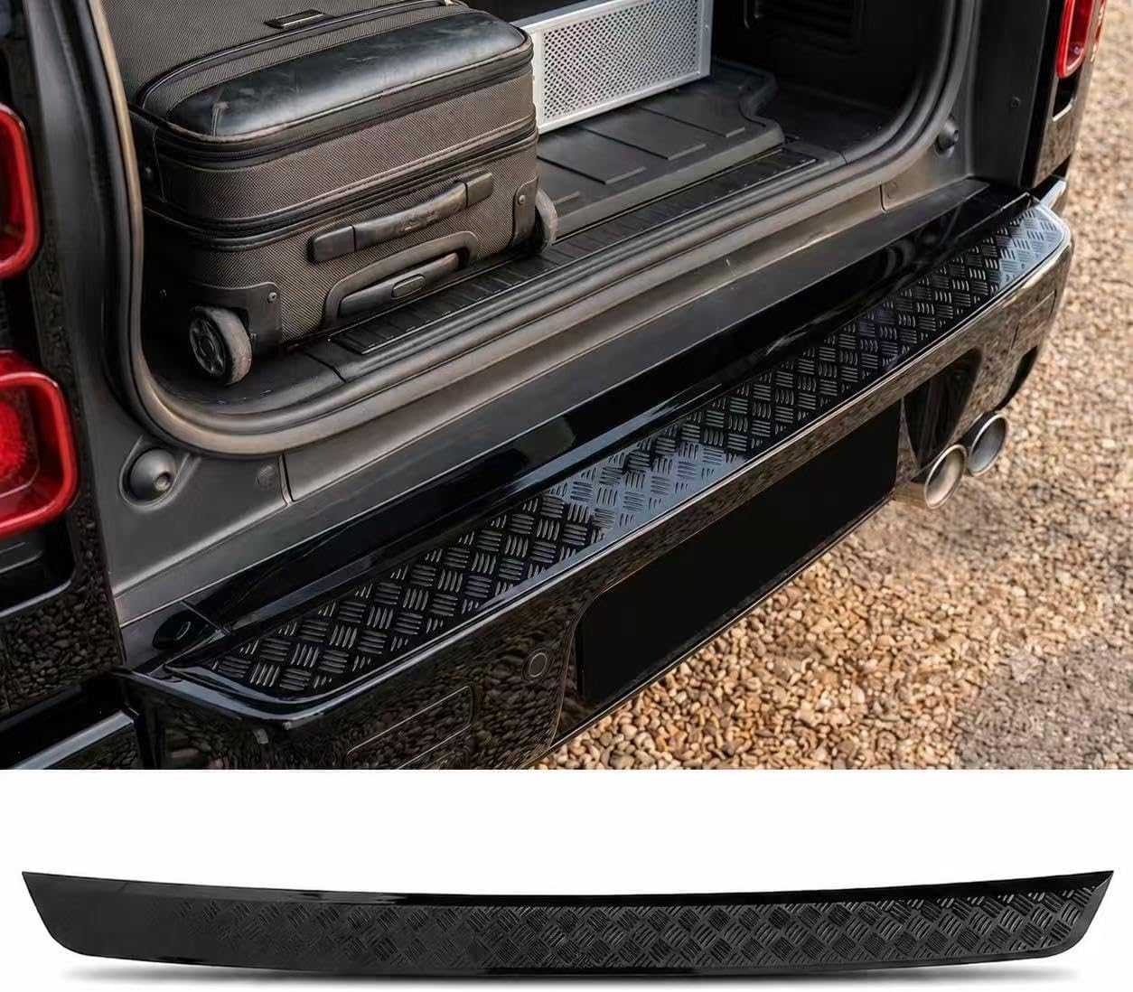 Glossy Black Rear Bumper Tailgate Anti-Scratch Guard Trim for Land Rover Defender 90/110/130 2020-2026 – Upgraded ABS Protective Plate