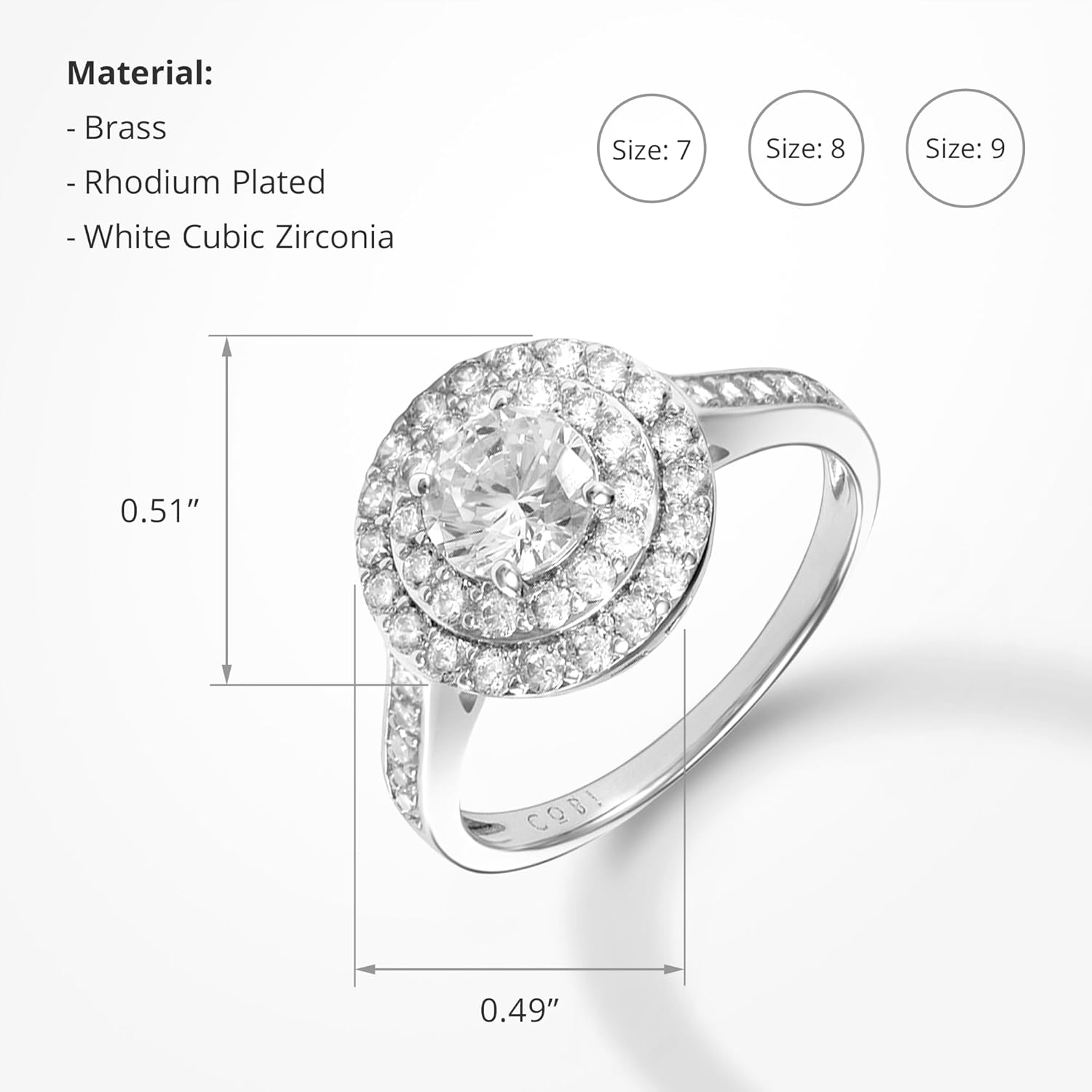 CoBi Solitaire Engagement Rings for Women, Wedding Band Promise Ring, Rhodium 18K Gold Plated Round Cut Cubic Zirconia CZ, Halo PrPromise Rings for Her, Classic Wedding Anniversary Jewelry, Size 7 8 9 - Image 3