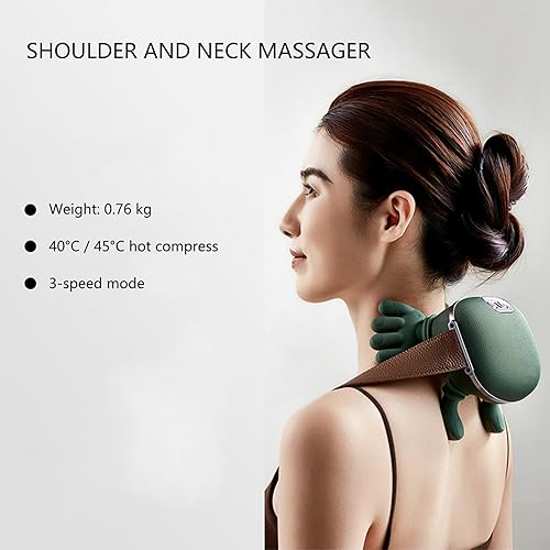 Miniatura 3 de Masajeador de cuello con calor, masajeador de cuello y espalda Shiatsu portátil con amasamiento 4D, masaje de tejido inalámbrico recargable para