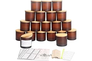 MILIVIXAY 20pk 4OZ Amber Frosted Glass Candle Jars with Lids for Candle Making