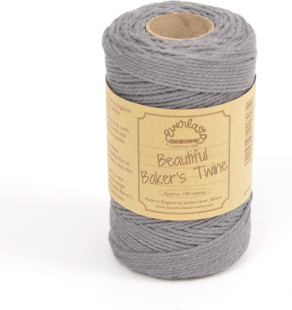 100m - Everlasto 'Solid' Beautiful Baker's Cotton Craft Twine (2mm Approx) (Slate Grey)