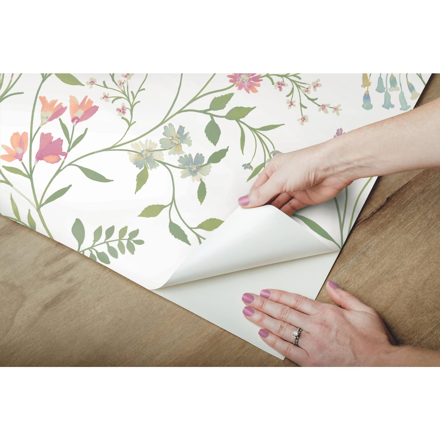 RoomMates Meadow Mix Peel & Stick Wallpaper | Removable Floral Wall Decor
