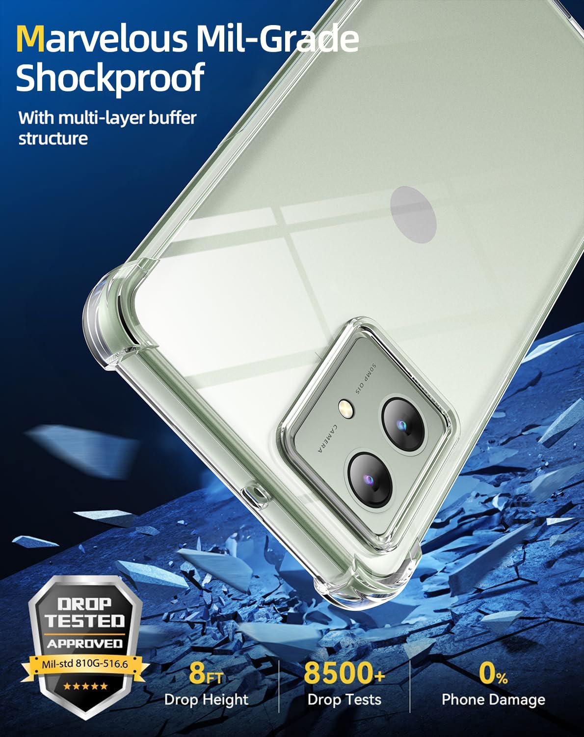 Zeking Funda Para Motorola Moto G34 5G (2024), Esquinas Reforzadas Transparentes, TPU Transparente, Absorción De Golpes, Flexible Para Moto G34 5G (2024) (transparente