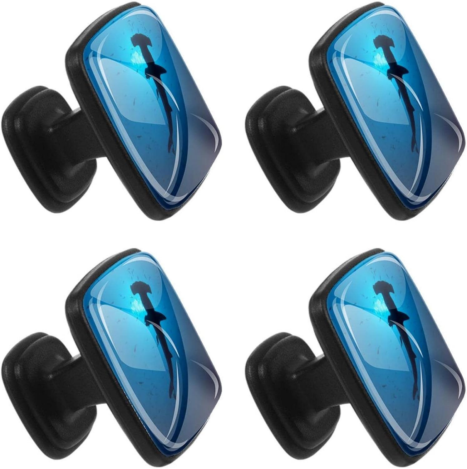 4 Pieces Cabinet Knobs Scalloped Hammerhead Sharks Drawer Pulls for Kitchen Cupboard Bathroom Cabinet Dresser,Square(30 mm)