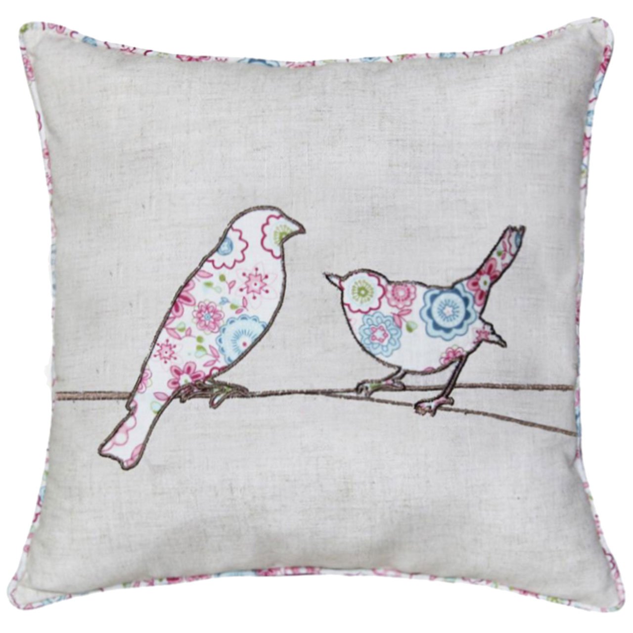 Natural Cushion with Patterned Birds (Set of 5)