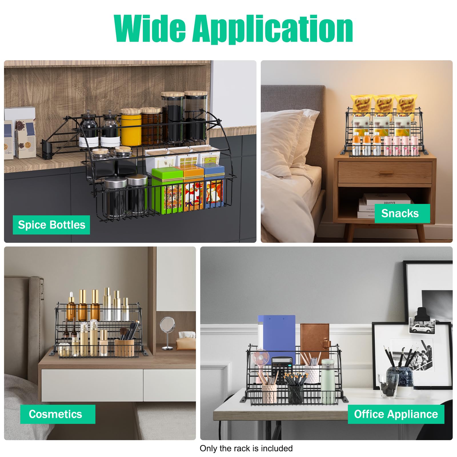 3-Tier Pull Down Cabinet Organizer Vertical Metal Cabinet-mounted Spice Rack Large Capacity Under Cabinet Spice Rack Pull Down Hidden Retractable Pull Down Shelf for Kitchen Upper Inside Cabinets