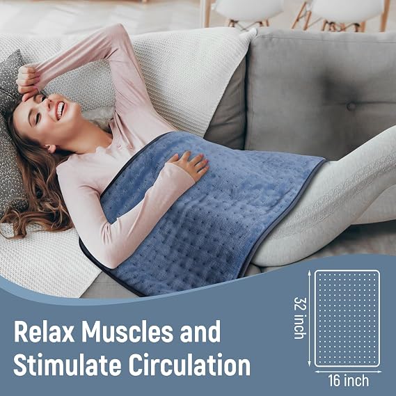 Heat Pad, 32x16 Kdti Electric Heating Pad for Back Shoulder Neck, Fast Heating Technology, 6 Heat Level and 4 Timer Setting, Auto Shut Off, Ultra Soft Machine Washable