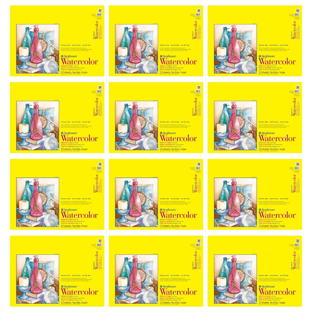 Strathmore Lot de 12 blocs de papier aquarelle série 300, presse à froid