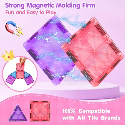 Miniatura 7 de Azulejos magnéticos para niñas  Bloques magnéticos de princesa, juguetes de construcción para niños de 3 a 5 4 a 8 años, juguetes sensoriales de