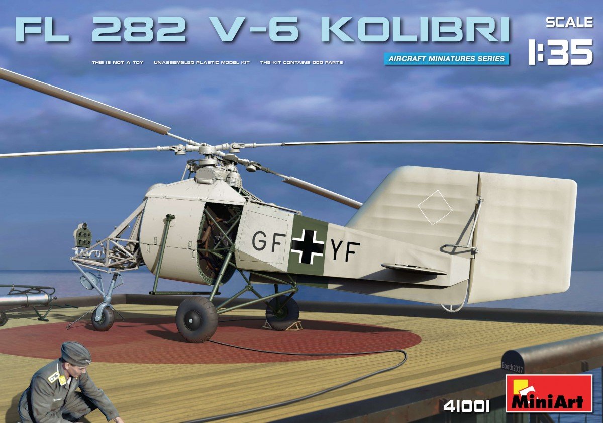 MiniArt 41001 1:35 FL 282 V-6 Kolibri Hubschrauber - originalgetreue Nachbildung, Modellbau, Plastik Bausatz, Basteln, Hobby, Kleben, Modellbausatz, Zusammenbauen, unlackiert