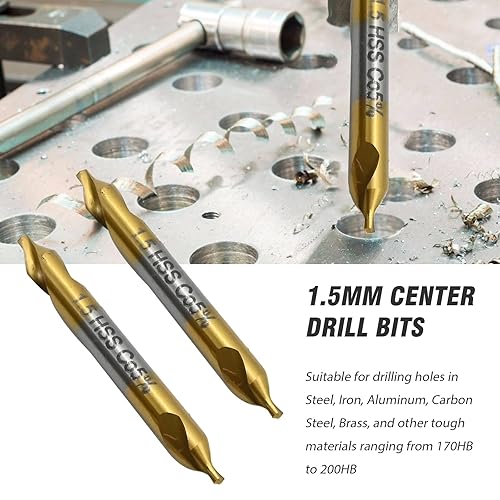 Miniatura 7 de MDEOOSKY Juego de 10 brocas centrales de 0.059 pulgadas, herramientas avellanadoras de acero de alta velocidad M35, herramienta de broca