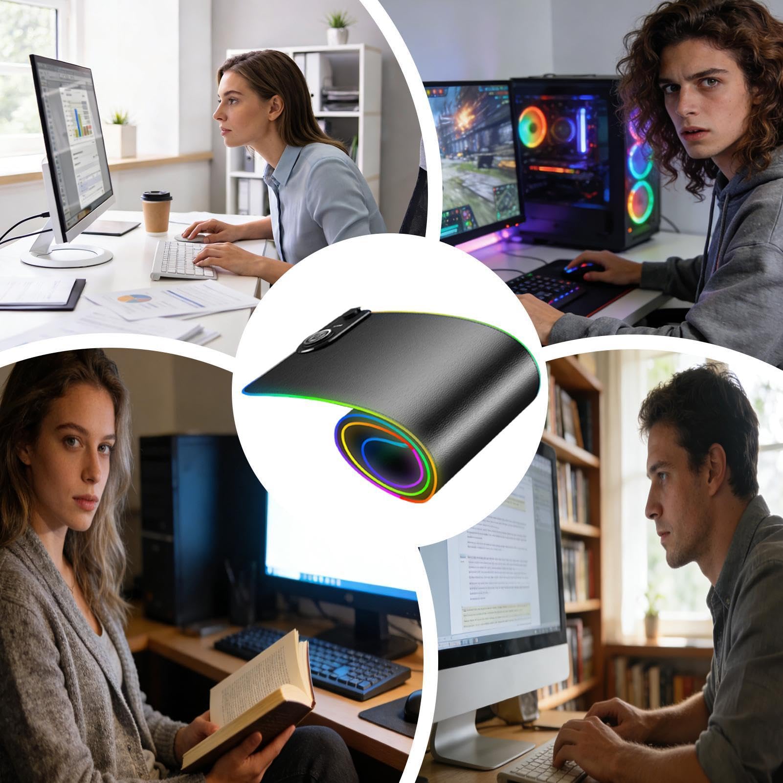 Tappetino da Scrivania con Ricarica Wireless 15W Wireless Tappetino