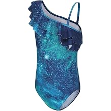 Aisyee Swimsuit Girls Children One-Piece Swimwear Teenager Girls Hawaiian Ruffle Floral One Shoulder Swimsuit 92 164 / 3-16 Years