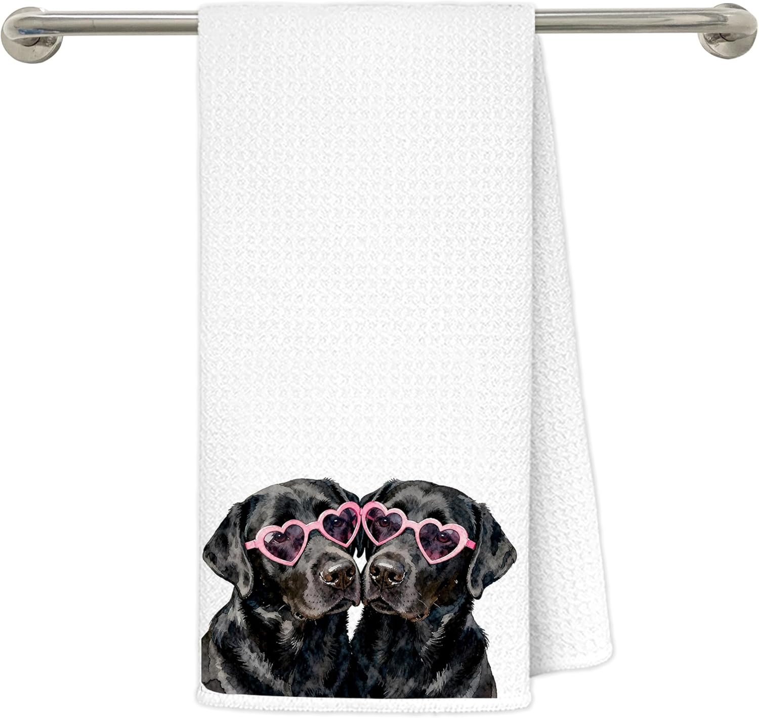 Trendy Pink Glasses Black Labrador Retriever Kitchen Towels 16x24 in, Black Labrador Gifts, Valentine's Day Gifts for Her Him Dog Lovers Decorative Hand Tea Dish Towels for Bathroom Kitchen