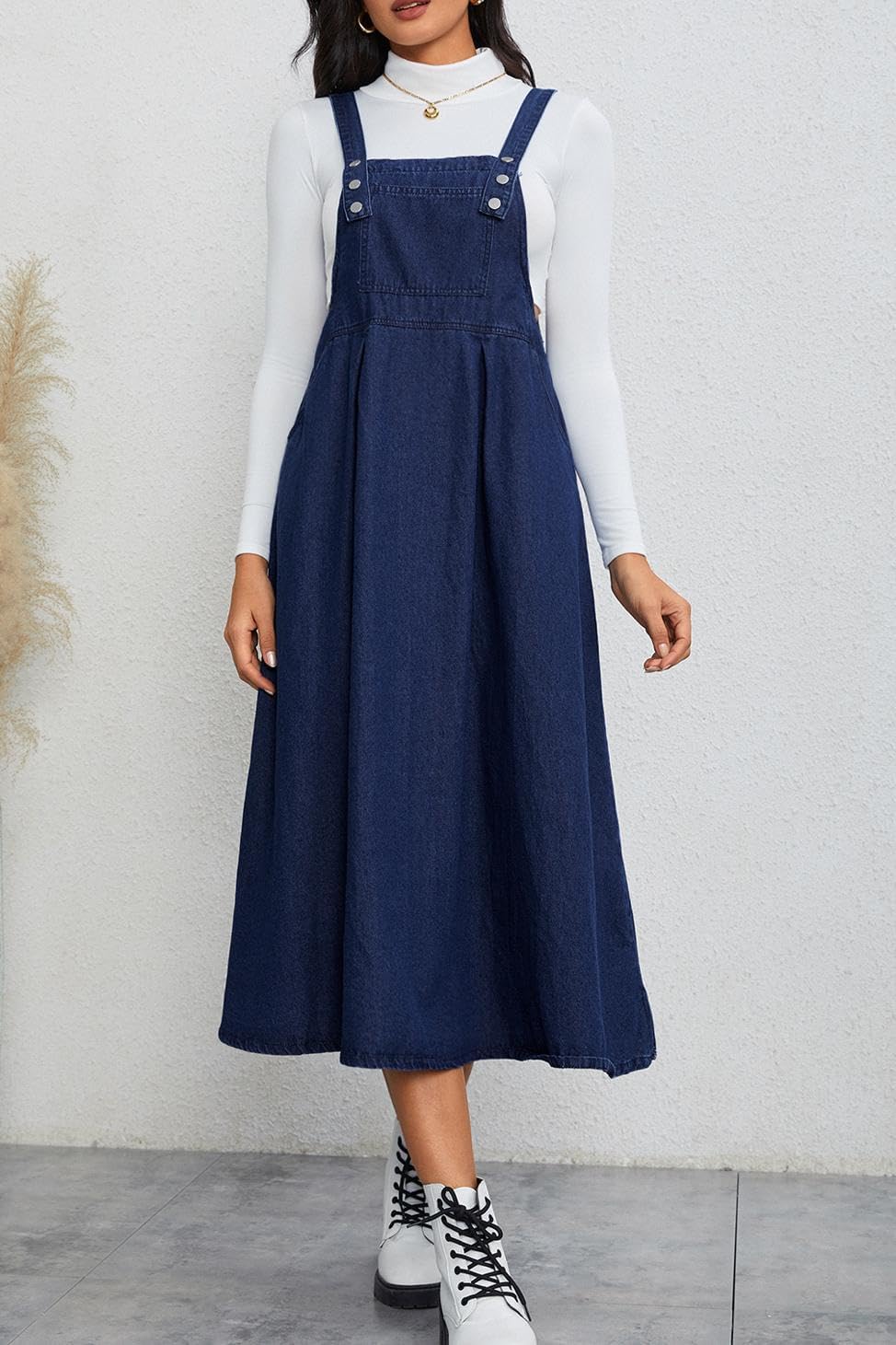 Milumia Women's Casual Denim Overall Dress Sleeveless Flowy Baggy Long Jean Jumper Dresses - Image 3