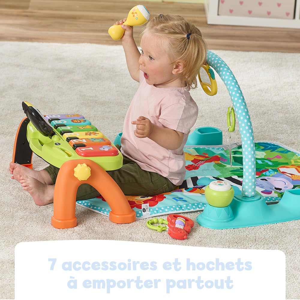 VTech - Tapis Tap Tap Piano Évolutif 5 en 1 - Tapis d'Éveil avec Arche d'Éveil, Piano Bébé Lumineux et Hochets - Jeu Musical et Évolutif - Motricité Bébé - Cadeau de Naissance - Contenu en Français