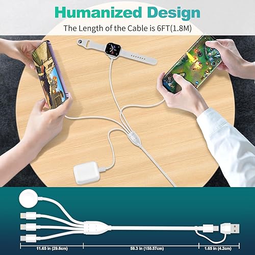 Miniatura 5 de Cargador de Apple Watch 4 en 2, cable de carga USB C para iPhone 17, cable de carga magnético para iWatch Series SE8765432 - Cargador inalámbrico de