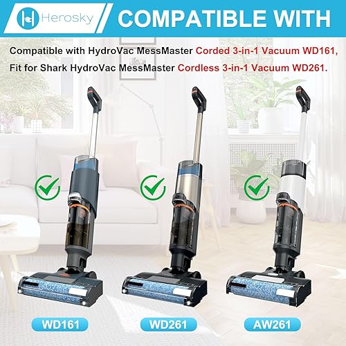 Miniatura 2 de WD161 Rodillo y filtro para Shark HydroVac MessMaster Aspiradora en seco y húmedo WD161 WD261 AW261 (kit de filtro de espuma de 2 cepillos y 4)