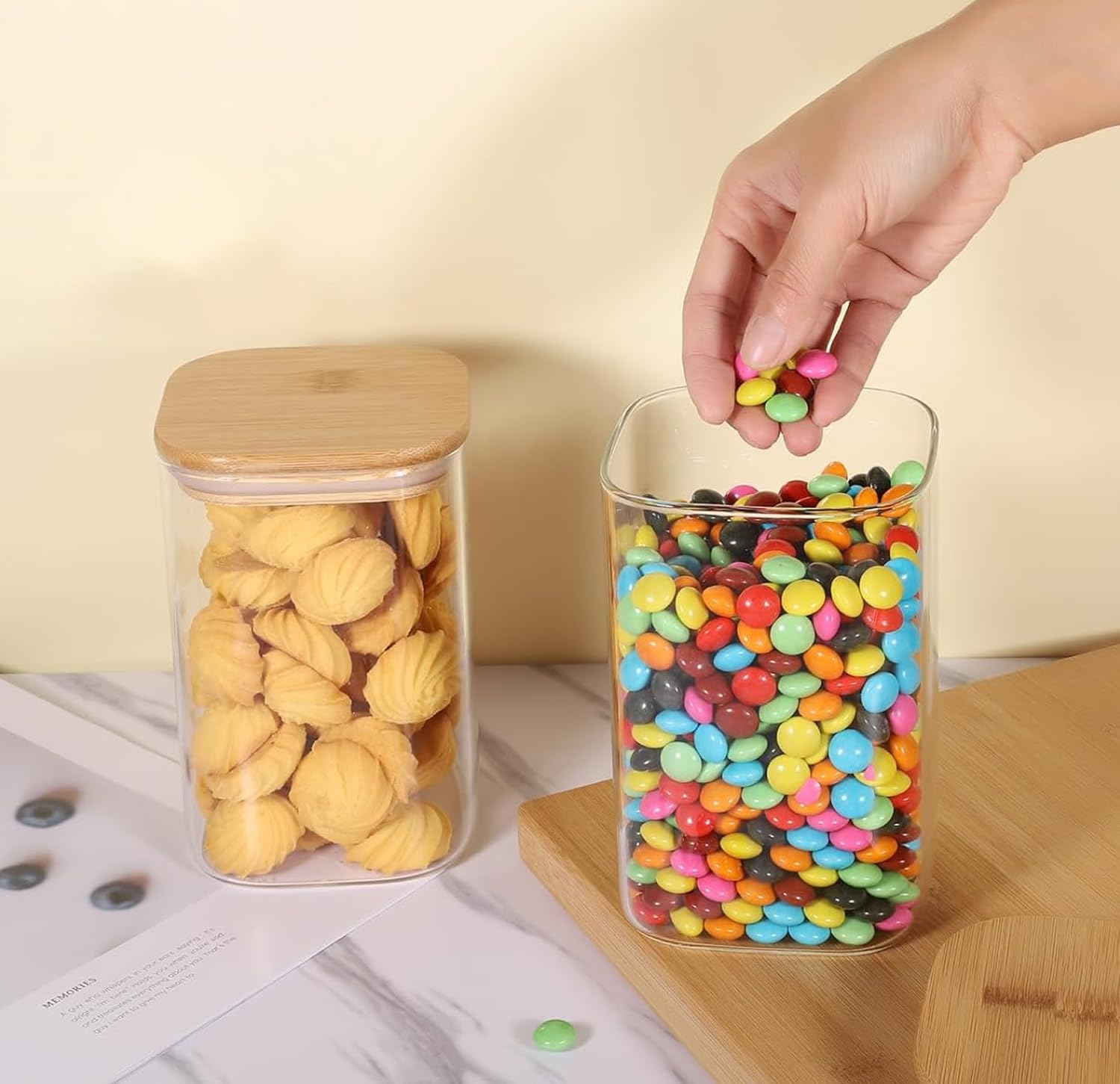 Femora Kitchen Storage Jars Borosilicate Glass Jar with Wooden Lid Air Tight Jar, 700 ML, Pack of 2 (B09C5SSM58) Amazon Price History, Amazon Price Tracker