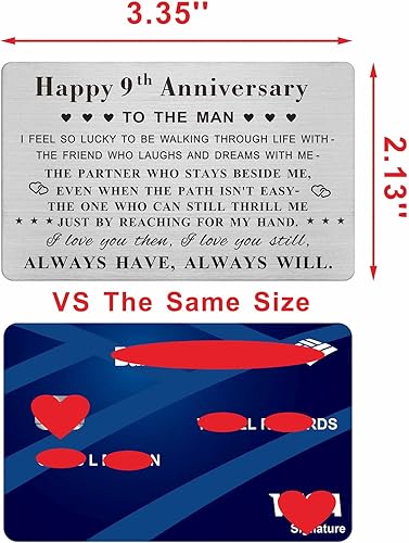 Miniatura 2 de Emideary Feliz 9 aniversario para marido y hombre, tarjeta de 9 años de aniversario de boda para él, esposo