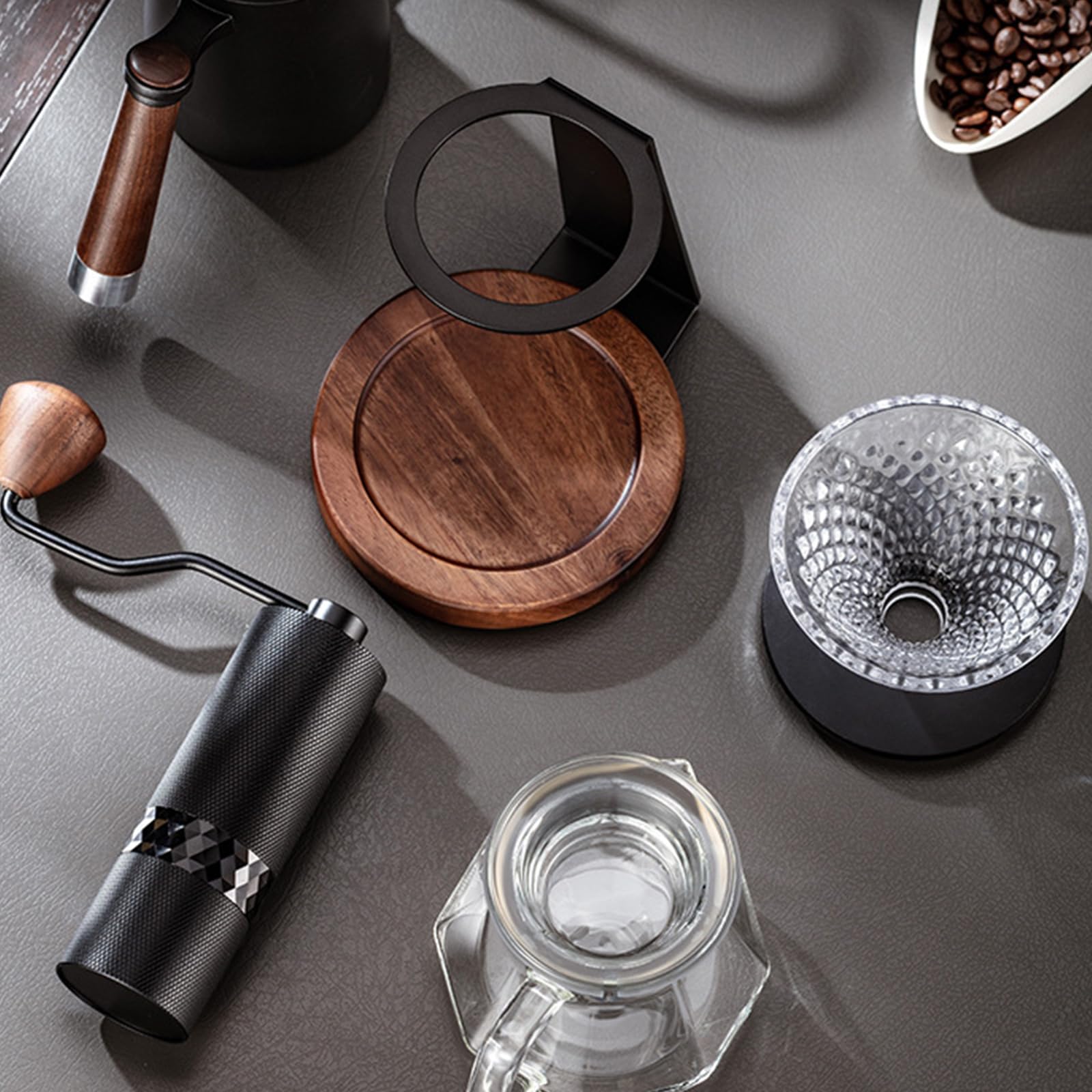 Generisch Filterkegelständer, komplett mit Glasserver, Kaffeemaschine mit Ständer und Klarglaskannen, ästhetisches Kaffeezubehör Set