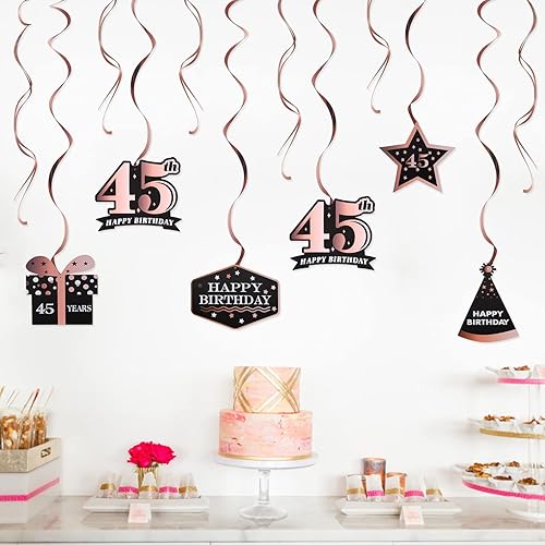 Miniatura 565 de LINGTEER Happy 65th Birthday Decorations Set - 12Pcs Black & Gold Swirls Streamer,Happy Birthday Bunting Banner,Cheers to 65 Years Old Bday Party
