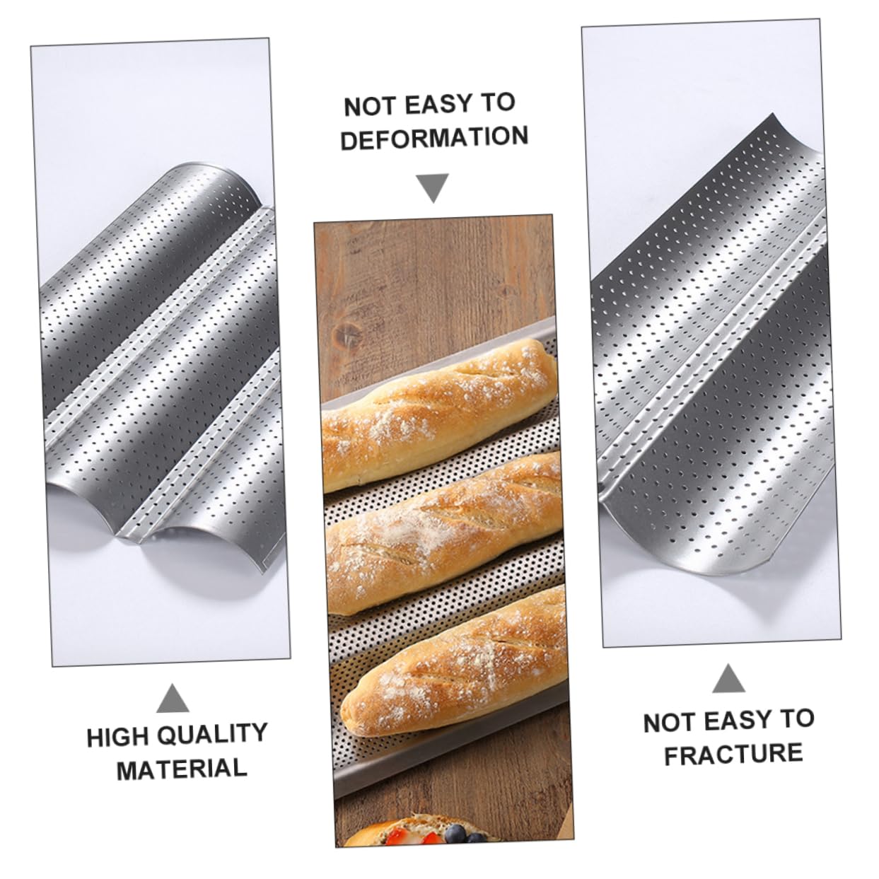 Moldes para Hornear Baguette de Acero Inoxidable Plata, 2 Piezas Superficie Lisa y Multiusos para Panadería y Tienda de Postres