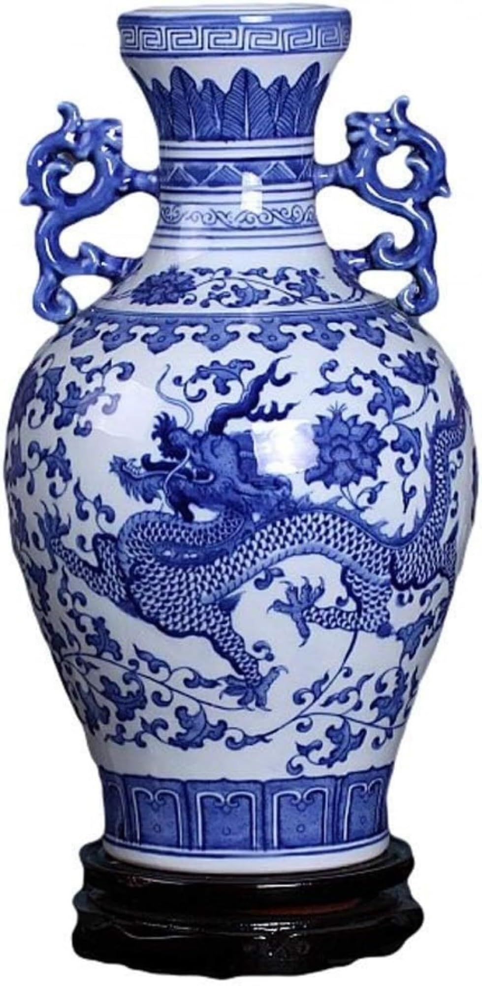 Vase motif dragon en porcelaine peinte, une idée cadeau d'exception