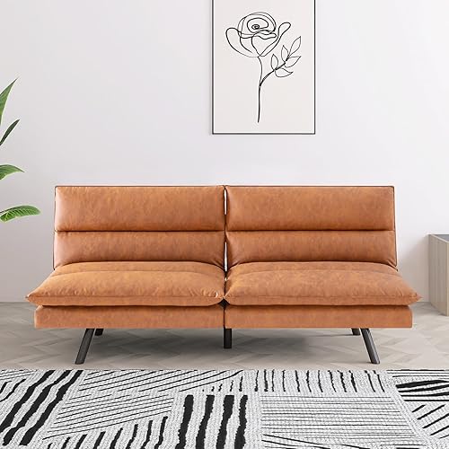 Opoiar Camasofá,Sofá pequeño de espuma viscoelástica de piel sintética que admite mascotas, convierte respaldos y reposabrazos, fácil de limpiar,