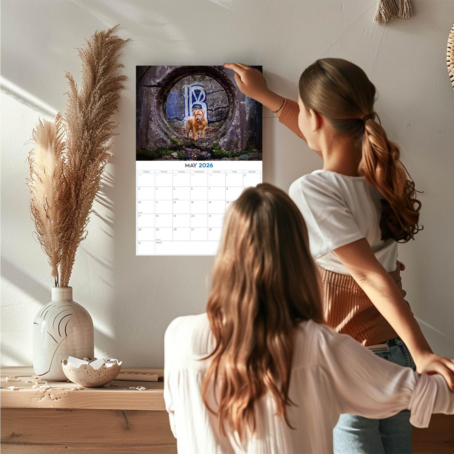 Calendario 2024 2025 Dogo de Burdeos – Calendario mensual de pared de raza de perro – 12 x 18 pulgadas abierto – Papel grueso que no se corre – Regalo – Planificador académico para profesores,