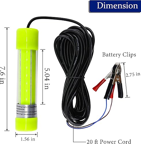 Miniatura 4 de AGOOL Luz de pesca subacuática súper brillante de 16000 lúmenes, 20 W, 12 V, LED, sumergible, buscador de cebo de pesca nocturna, luz de caída