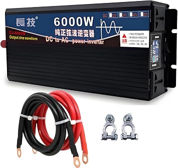 6000W 8000W 10000W 12000W16000Watt Pure Sine Wave Inverter 12V/24V/48V/60V/72V DC to 110V 220V AC Power Inverter with 20In Cable for Home RV Truck Off-Grid Solar60vto110V,6000W