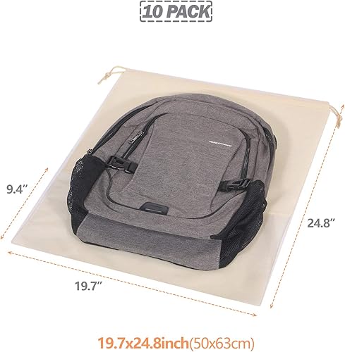 Miniatura 2 de Paquete de 10 bolsas grandes a prueba de polvo con cordón fundas grandes de tela no tejida bolsa de almacenamiento de cuerda para bolsos bolsos