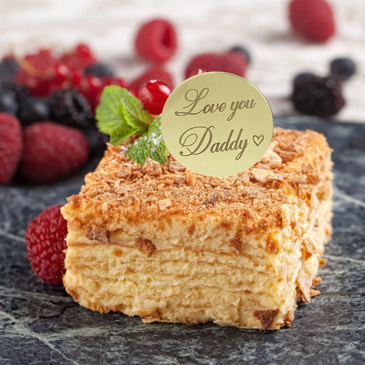 Lot de 12 décorations rondes en acrylique pour cupcakes et gâteaux « Happy Fathers Day », pour la fête des pères, la fête des pères et les desserts