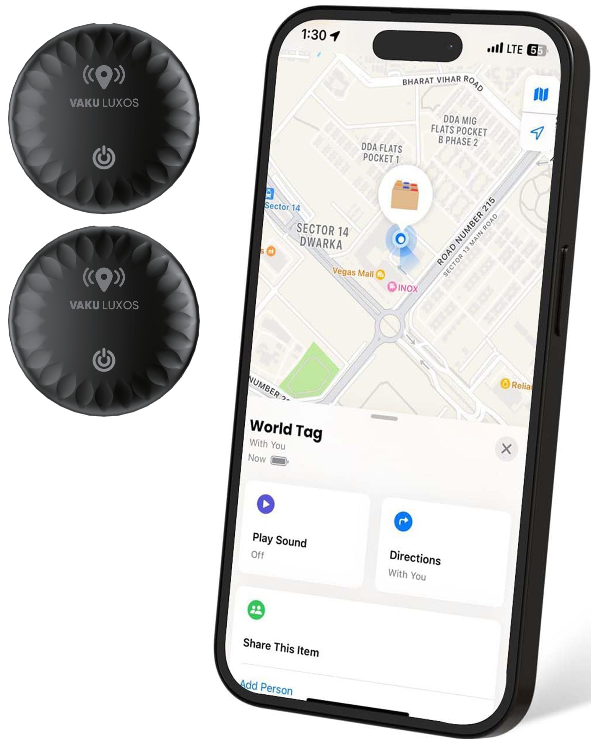 Vaku Luxos® ORLOK Tag Air GPS Tracker Smart Tag Item Finder Keychain Worldwide Tracking for Kids, Luggage, Pets Compatible with Apple Find My App MFi Certified with Replaceable Battery (Pack of 2)-image-32