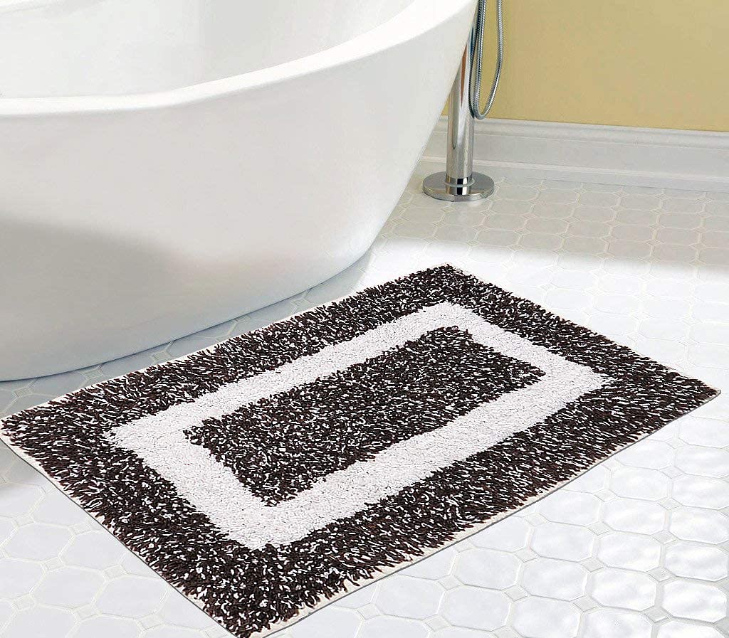 Status Contract Microfiber Soft and Super Absorbent Door Mat/Bath Mat (15" x 23" Inch) (1, Brown)