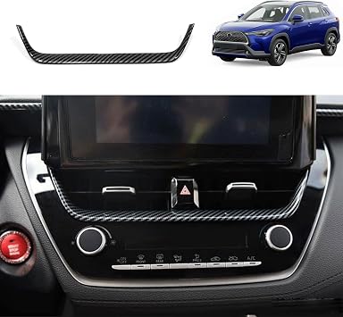 Car Accessories Compatible with Toyota Corolla Cross 2022 2023 2024 2025 2026 Center Console Screen Dash Board Side Air Conditioning A/C Vent Panel Frame Cover Trim ABSCarbon Fiber Style