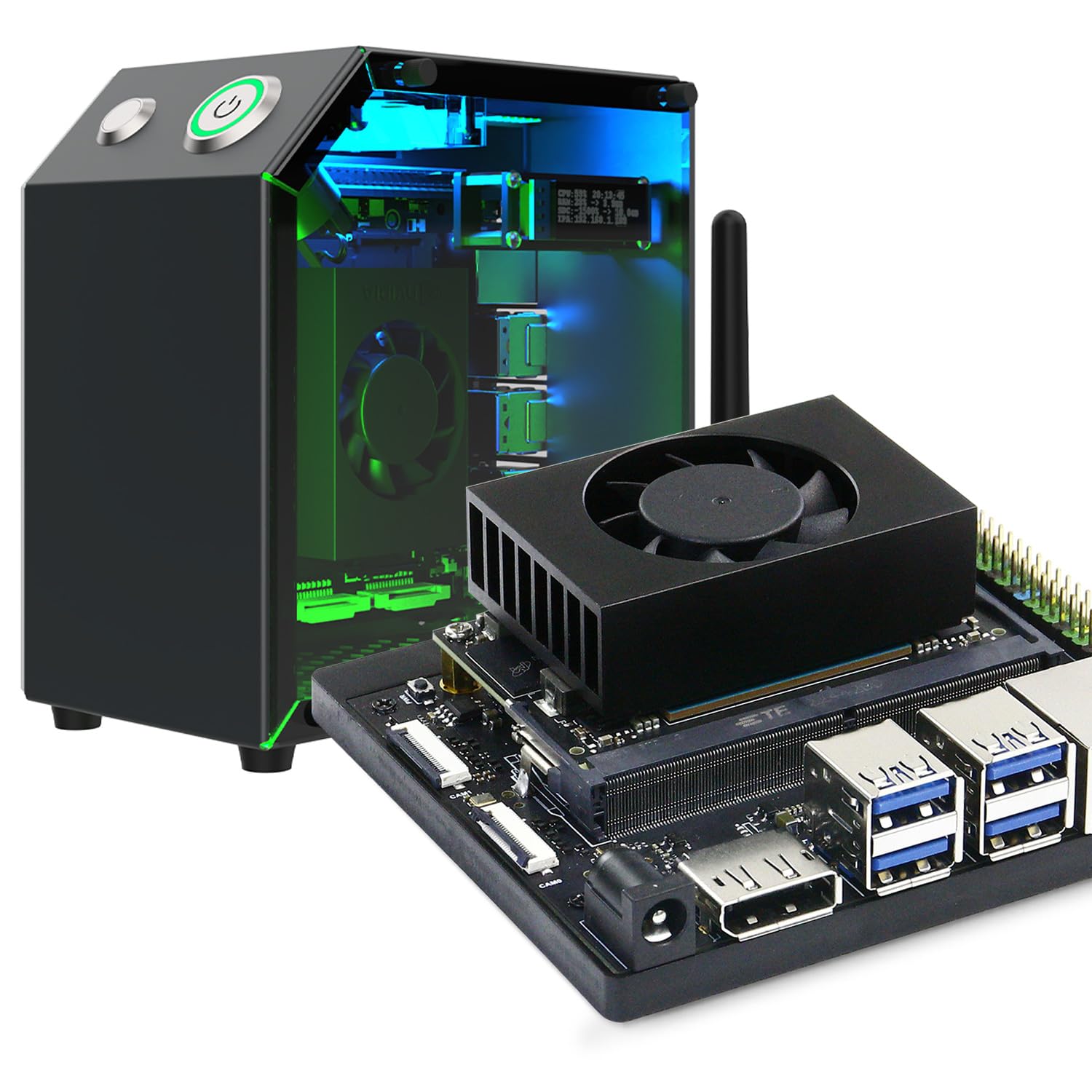 Yahboom Jetson Orin NX 8GB RAM Super 117TOPS with Jetson Case, USB Microphone Camera, 256GB SSD Electronic Kit Intelligence ROS AI Large Model (Orin NX 8GB SUB Mini PC Kit)