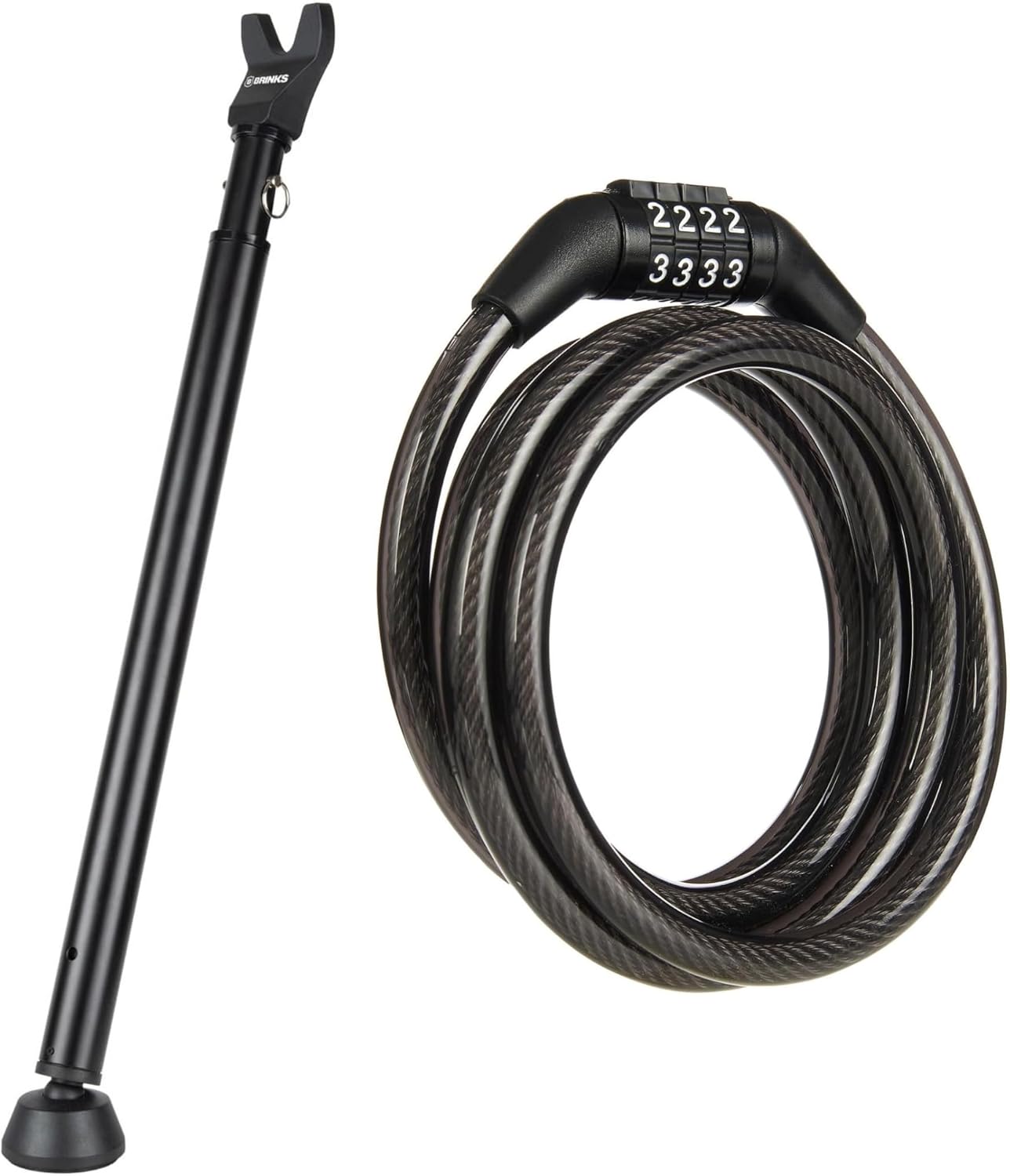 BRINKS Portable Door Security Bar & 5 ft Bike Lock Cable Bundle – Comprehensive Security for Home, Travel, and Outdoor Use