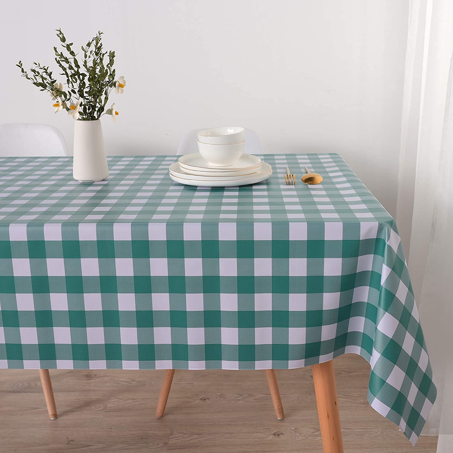 Romanstile Tovaglia 100% impermeabile in plastica trasparente – Tovaglia rettangolare in vinile PVC, resistente alle fuoriuscite di olio, lavabile, per uso interno ed esterno (54 x 78 cm, trasparente