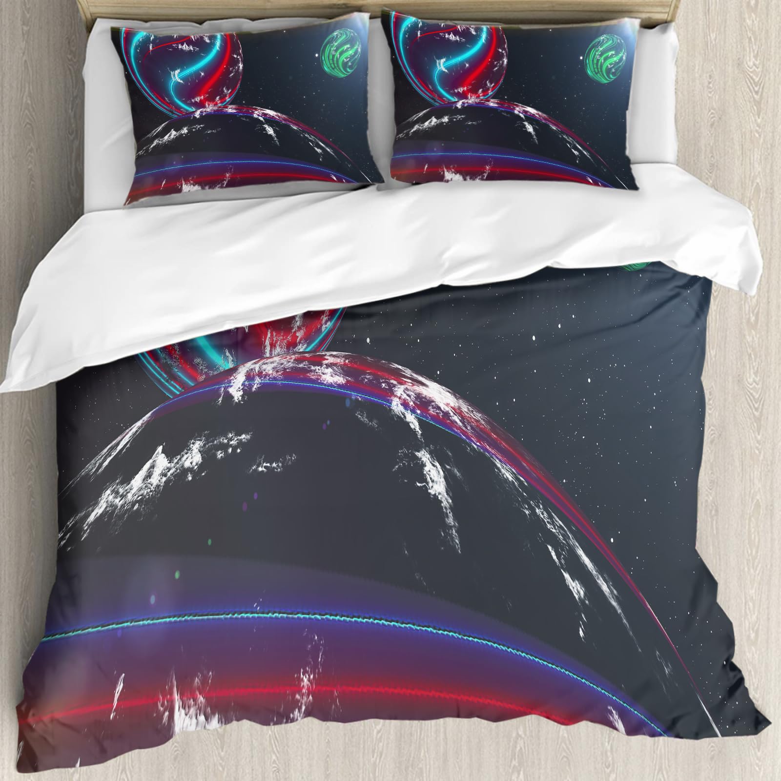 Housse de couette espace futuriste 228x264cm et ses taies d'oreiller