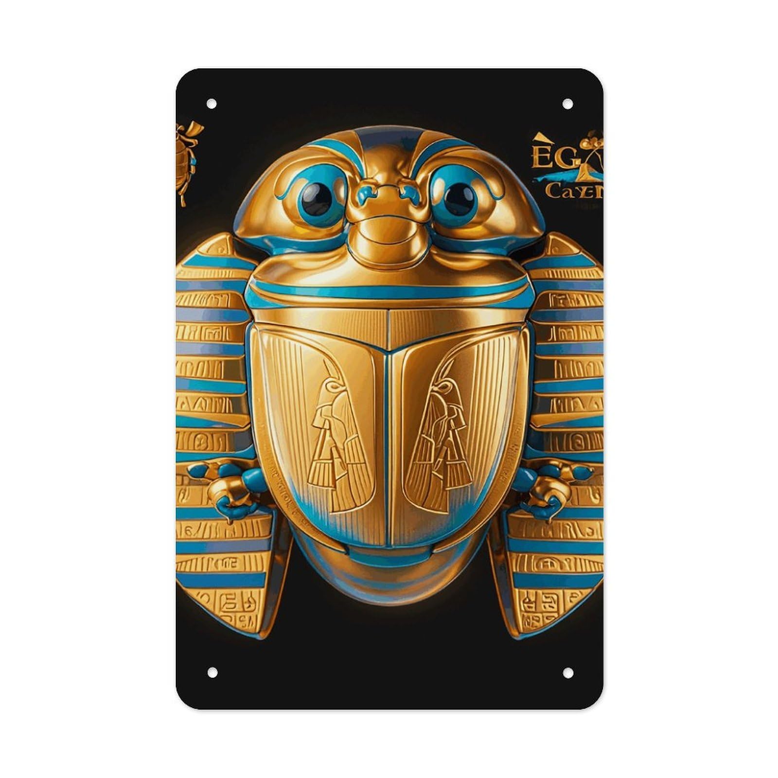 QMNLKH Egyptian Scarab Plaques for Wall Decor, Personalized Metal Tin Sign for Home, Multifunctional Poster for Office, Fashion Painting for Hallway, Wall Art Pictures, 7.9x11.8Inch