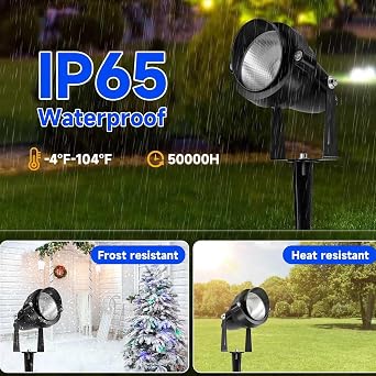 Halloween Spotlights Outdoor Yard Spot Lights with Timer Colored Warm White 10W RGB LED Landscape Light IP65 Waterproof Uplight with Spiked Stand for Lawn Pathway Porch Christmas (2 Lights)