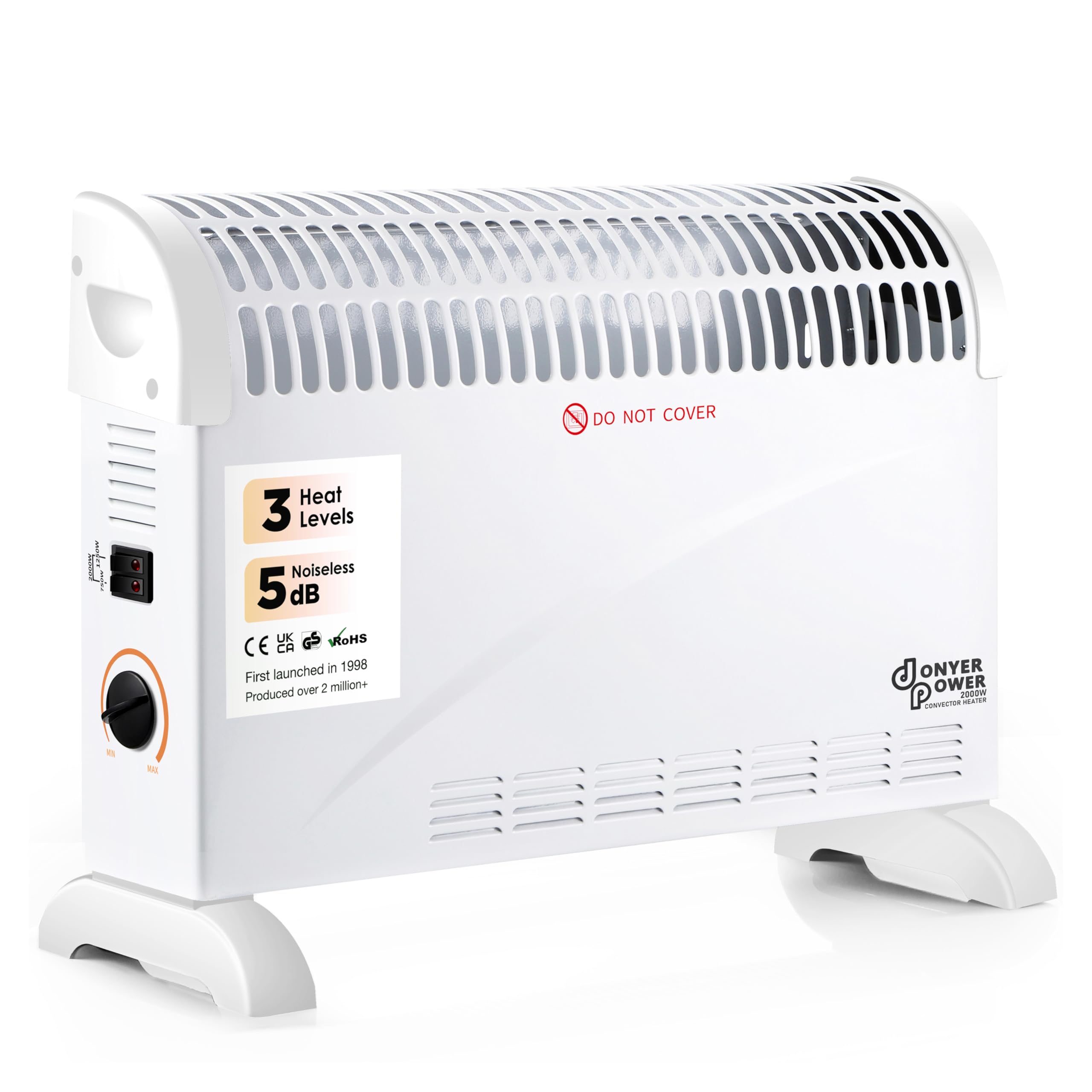 DONYER POWER Convector Radiator Heater with Adjustable Thermostat Free Standing in White 2000W — image 1