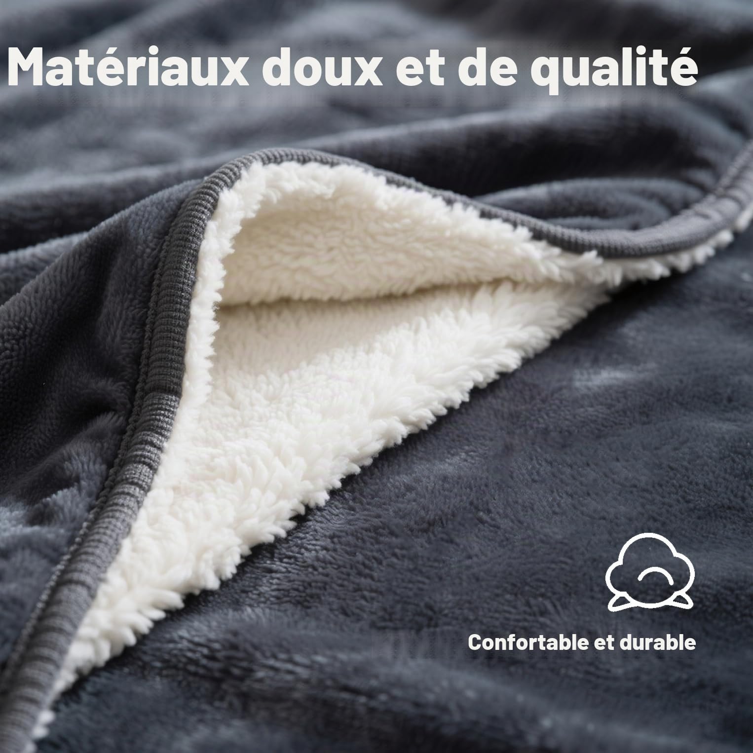 Couverture chauffante électrique 2025 améliorée – Couverture électrique en flanelle douce, avec 4 niveaux de chaleur et 1 à 4 heures d'arrêt automatique, lavable en machine (120 x 160 cm